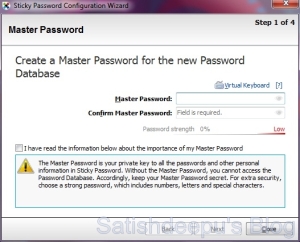 Master Password Screen